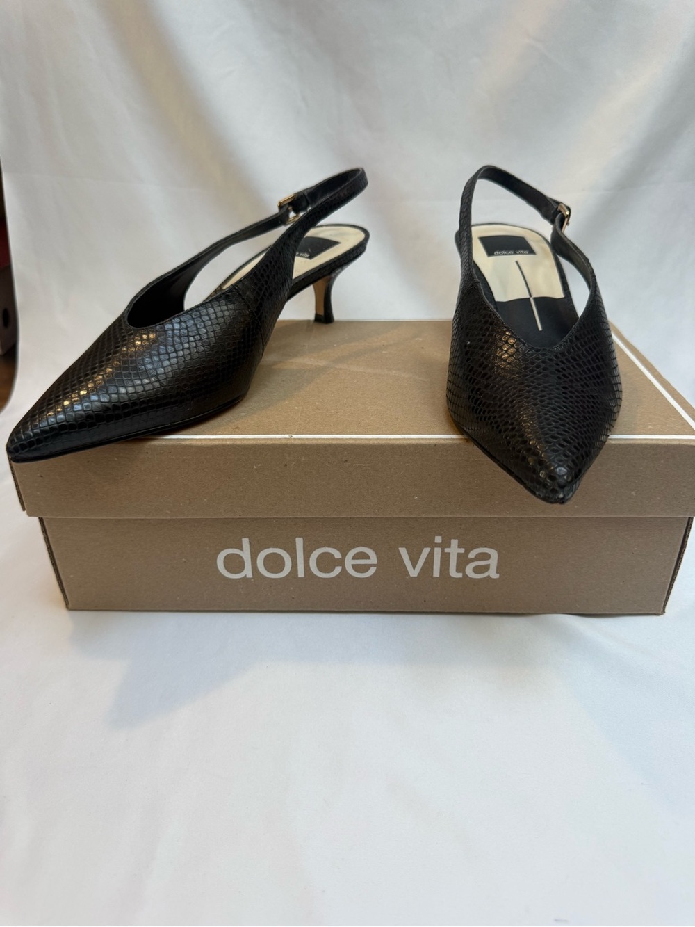 NEW Dolce Vita Women's Alenna Leather Slingback Kitten Heel Sz 7.5 Retail $150